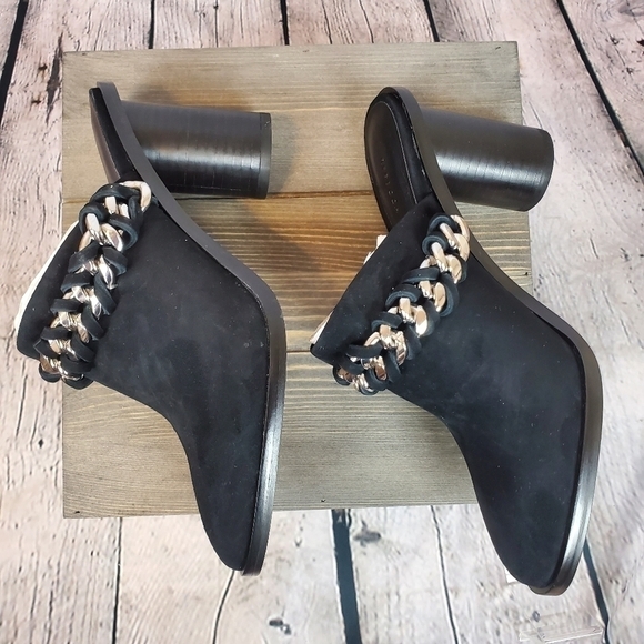 rebecca Minkoff Gayiah Suede Stacked Heeled Mules - Picture 13 of 16